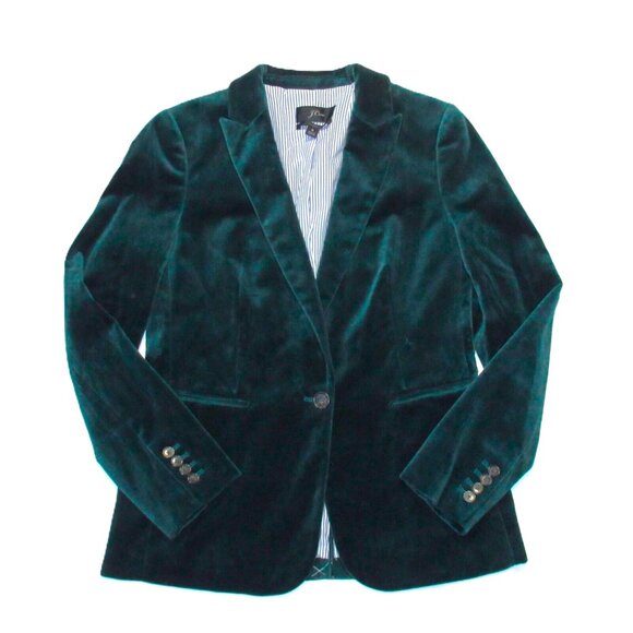 NWT J.Crew Parke Blazer in Old Forest Green Cotton Velvet Jacket 6 - Picture 1 of 5